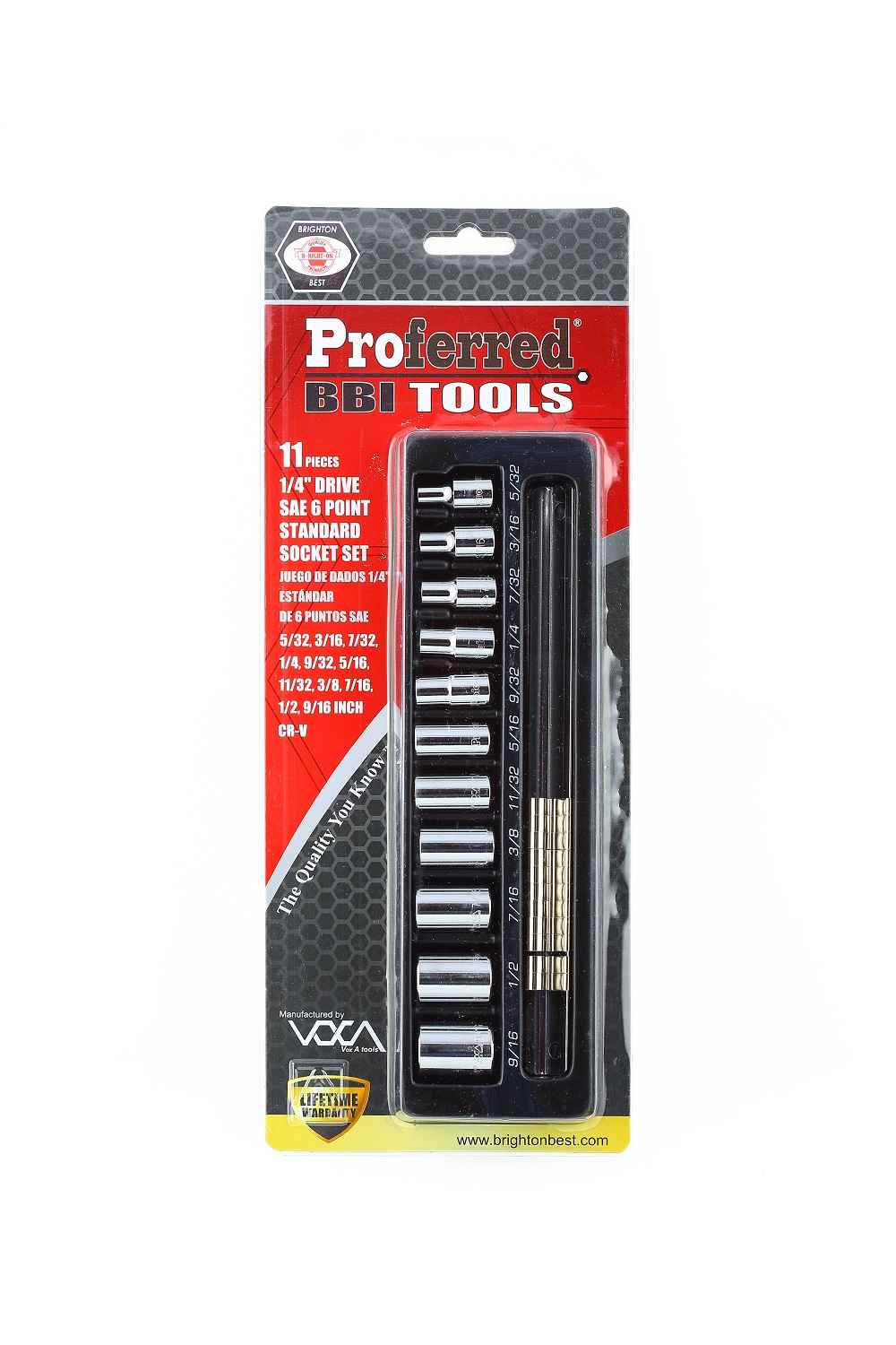 PROFERRED SOCKET SET SAE 1/4'' DRIVE 6 POINT 11 PIECE